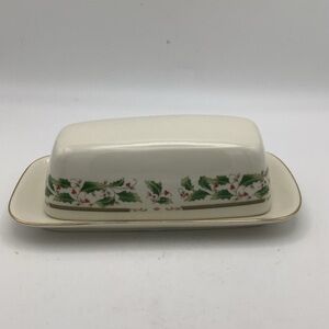 Holly Holiday Holly Berry Butter Dish